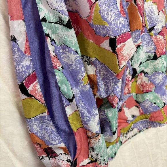 VTG 90's Retro Lavon Cheerful Corp Pastel Abstract Full Zip Windbreaker Jacket M - Picture 3 of 4
